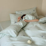 Bedding Set Cotton Satin Embroidered 4 Piece