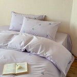 Bedding Set Cotton Satin Embroidered 4 Piece