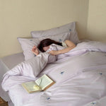 Bedding Set Cotton Satin Embroidered 4 Piece