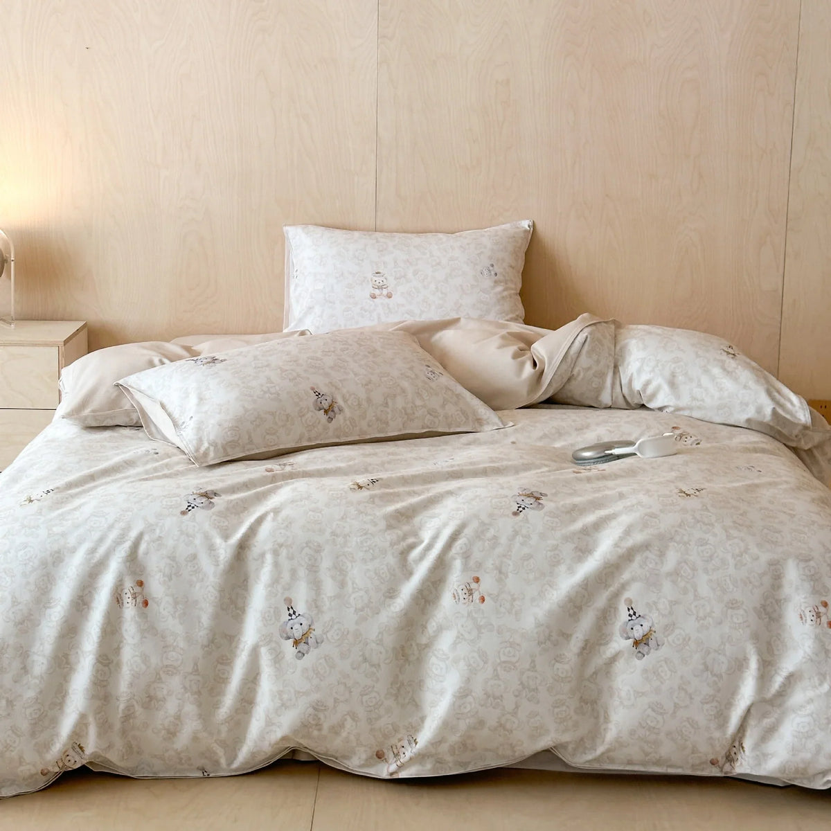 Bedding Set Cotton Satin Embroidered Bow Machine Washable