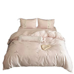 Bedding Set Cotton Satin Embroidered Floral
