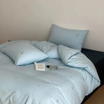 Bedding Set Cotton Satin Embroidered Floral Hotel Closure