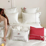 Bedding Set Cotton Satin Embroidered & Piped 4-Piece