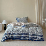 Bedding Set Cotton Satin Floral 4-Piece Machine Washable