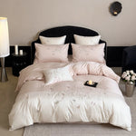Bedding Set Cotton Satin Floral Embroidery 4-Piece
