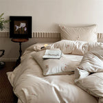 Bedding Set Cotton Satin Floral Embroidery 4-Piece Set