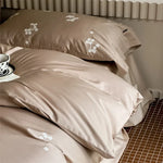 Bedding Set Cotton Satin Floral Embroidery Machine Washable