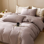 Bedding Set Cotton Satin Floral Embroidery Machine Washable