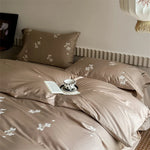 Bedding Set Cotton Satin Floral Embroidery Machine Washable