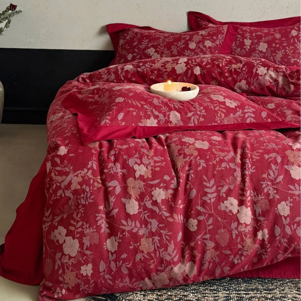Bedding Set Cotton Satin Floral Jacquard