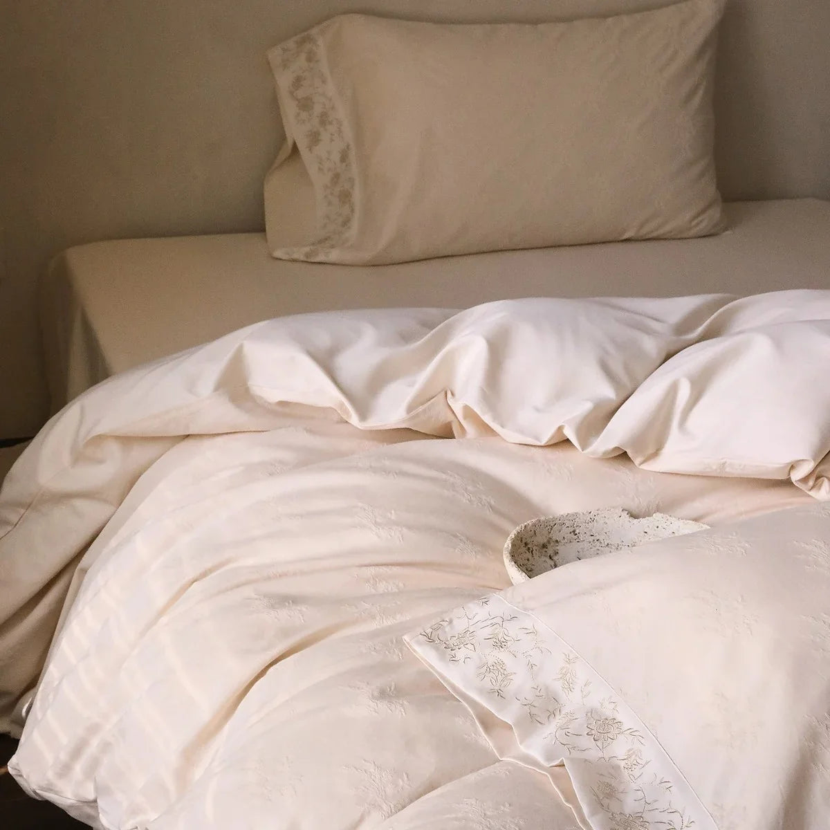 Bedding Set Cotton Satin Floral Jacquard 4 Piece