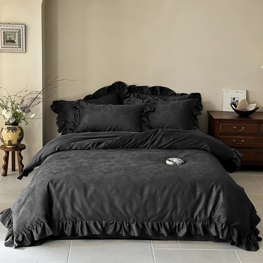 Bedding Set Cotton Satin Floral Jacquard 4-Piece