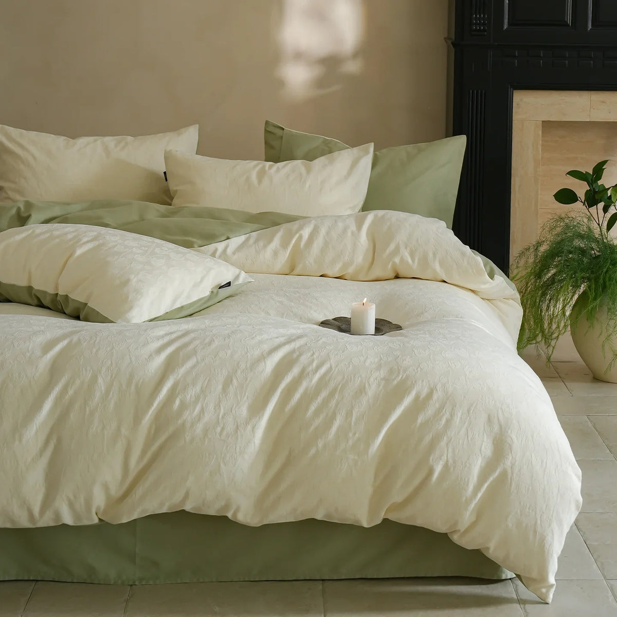 Bedding Set Cotton Satin Floral Jacquard Machine Washable