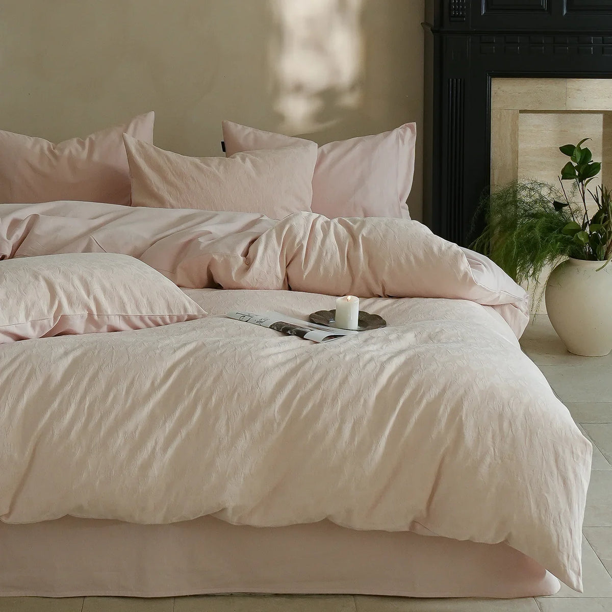 Bedding Set Cotton Satin Floral Jacquard Machine Washable