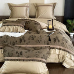 Bedding Set Cotton Satin Floral Jacquard Set of Four