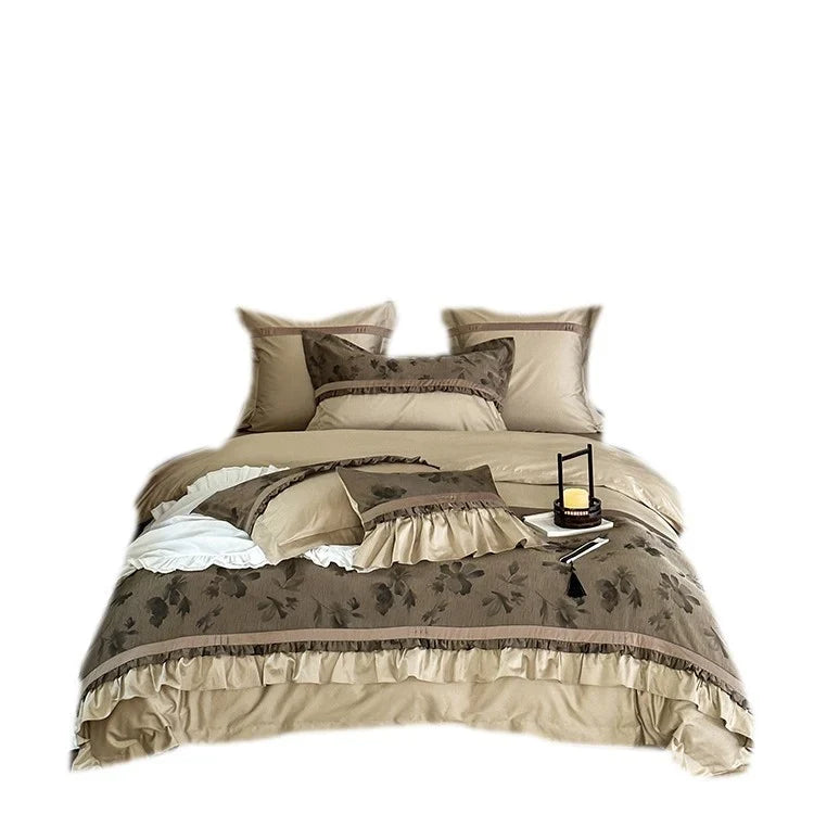 Bedding Set Cotton Satin Floral Jacquard Set of Four