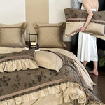 Bedding Set Cotton Satin Floral Jacquard Set of Four