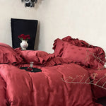 Bedding Set Cotton Satin Heart Jacquard 4-Piece