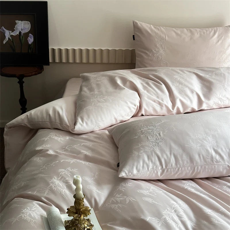 Bedding Set Cotton Satin Jacquard 4-Piece Concealed Zipper