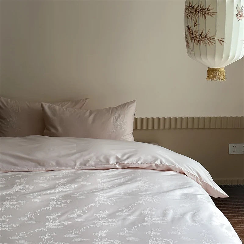Bedding Set Cotton Satin Jacquard 4-Piece Concealed Zipper