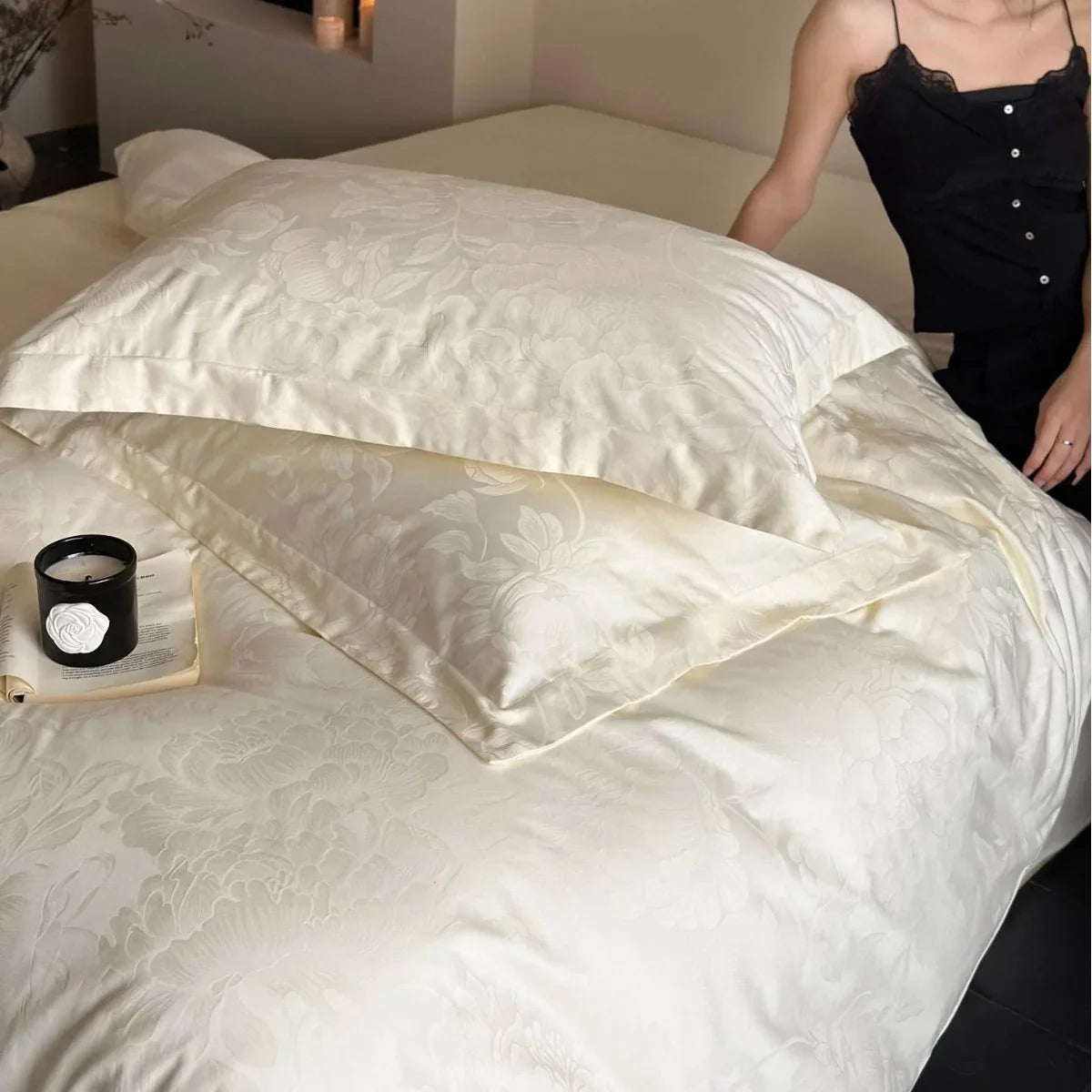 Bedding Set Cotton Satin Jacquard Breathable Skin-Friendly