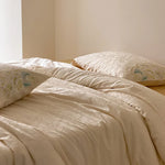 Bedding Set Cotton Satin Jacquard Comforter & Embroidered Pillowcases