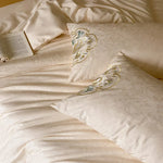 Bedding Set Cotton Satin Jacquard Comforter & Embroidered Pillowcases