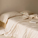 Bedding Set Cotton Satin Jacquard Comforter & Embroidered Pillowcases