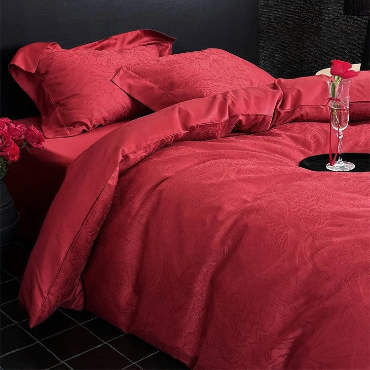 Bedding Set Cotton Satin Jacquard Floral 4-Piece