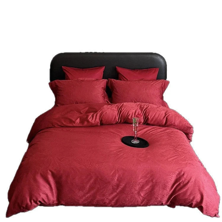 Bedding Set Cotton Satin Jacquard Floral 4-Piece