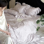 Bedding Set Cotton Satin Jacquard Floral 4-Piece