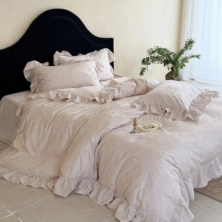 Bedding Set Cotton Satin Jacquard Floral 4-Piece
