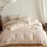 Bedding Set Cotton Satin Jacquard Fringed Trim 4-Piece