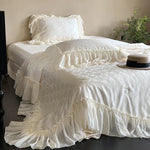 Bedding Set Cotton Satin Jacquard Ruffle Trim 4-Piece