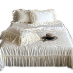 Bedding Set Cotton Satin Jacquard Ruffle Trim 4-Piece