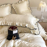 Bedding Set Cotton Satin Jacquard Ruffled 4-Piece