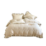 Bedding Set Cotton Satin Jacquard Ruffled 4-Piece