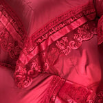 Bedding Set Cotton Satin Jacquard Ruffled Edges & Concealed Zippers