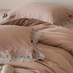 Bedding Set Cotton Satin Lace Border 4-Piece Set