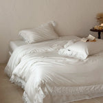 Bedding Set Cotton Satin Lace Border 4-Piece Set