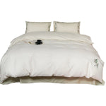 Bedding Set Cotton Satin Leaf Embroidery Set of 4