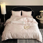 Bedding Set Cotton Satin-Like Embroidered Floral Machine-Washable