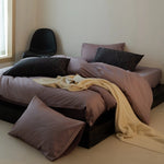 Bedding Set Cotton Satin Patterned Pillowcases with Zipper Closure