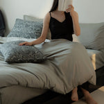 Bedding Set Cotton Satin Patterned Pillowcases with Zipper Closure