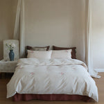 Bedding Set Cotton Satin Rose Embroidery Bow Closure
