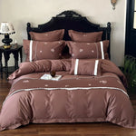Bedding Set Cotton Satin Rose Embroidery Concealed Zipper