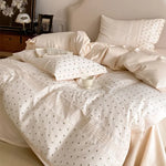 Bedding Set Cotton Satin Rosebud Embroidery & Lace Trim