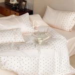 Bedding Set Cotton Satin Rosebud Embroidery & Lace Trim