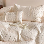 Bedding Set Cotton Satin Rosebud Embroidery & Lace Trim