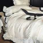 Bedding Set Cotton Satin Ruffle & Contrasting Edge